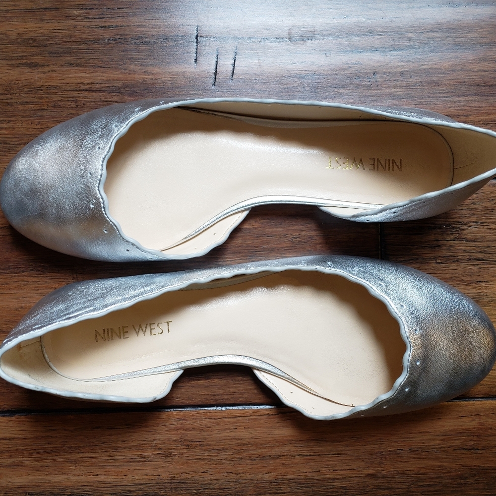 Nine West Silver Flats Wedding Shoe